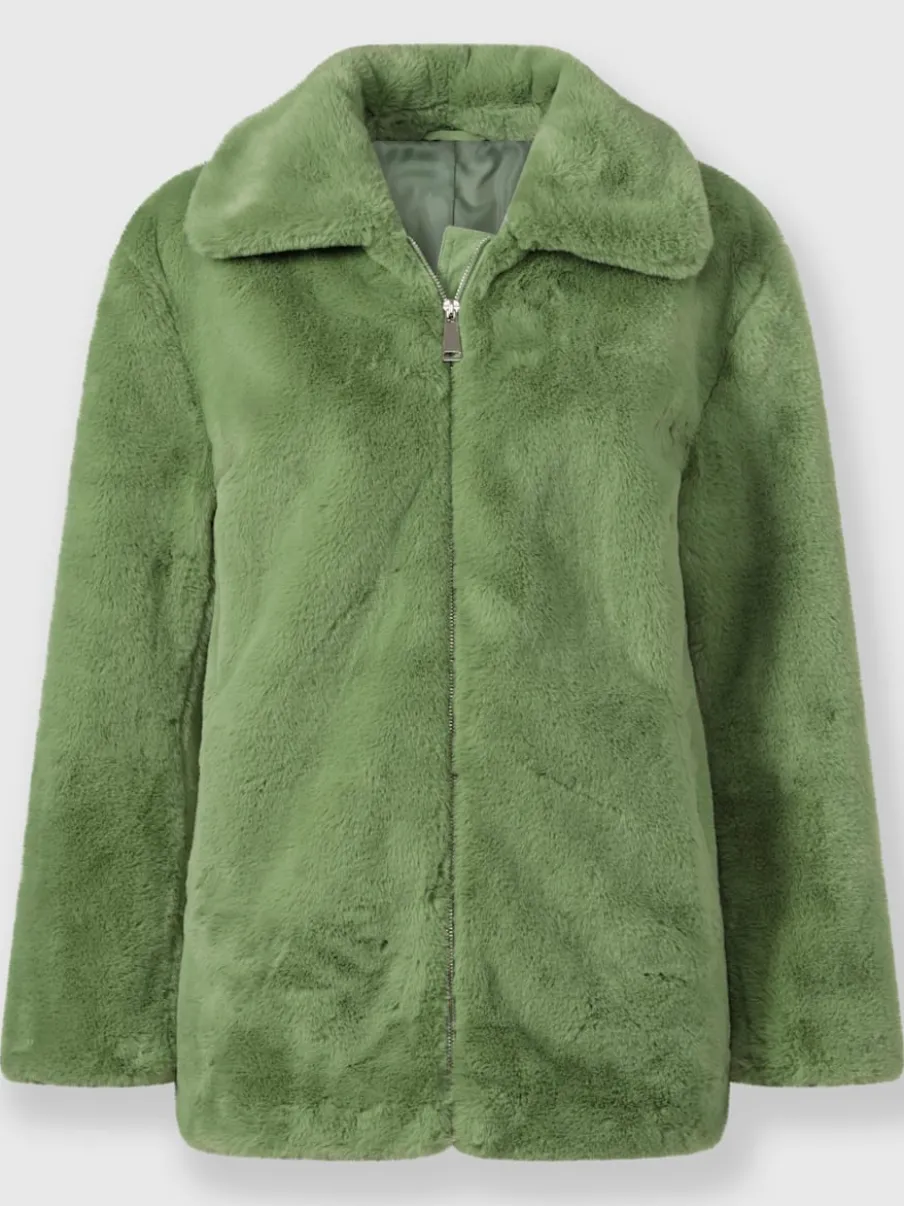 Veste imitation fourrure avec col à revers et poches
