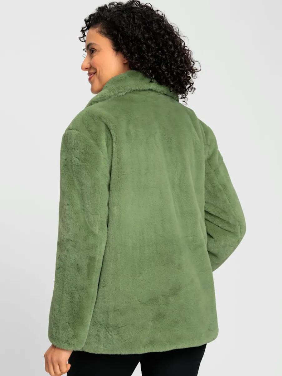 Veste imitation fourrure avec col à revers et poches