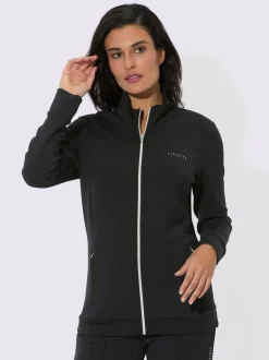 Veste interlock à col montant et manches longues intégrant poches.