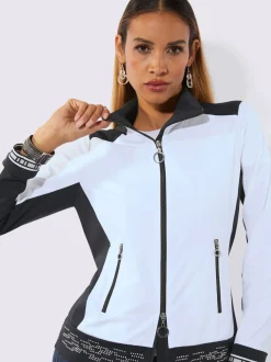 Veste légère avec col transformable et manches longues à bords-côtes