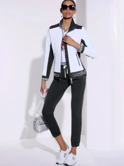Veste légère avec col transformable et manches longues à bords-côtes