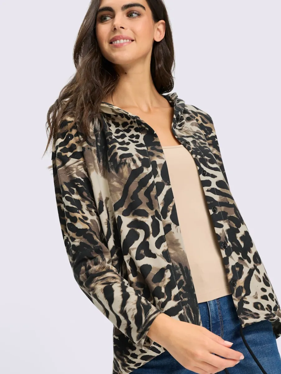 Veste légère à capuche avec motif animal et manches longues