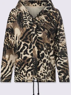 Veste légère à capuche avec motif animal et manches longues