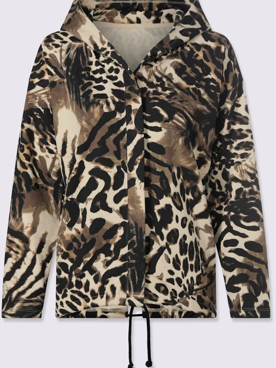 Veste légère à capuche avec motif animal et manches longues
