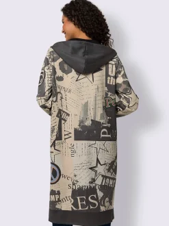 Veste légère à capuche avec motifs graphiques et poches.