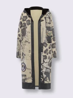 Veste légère à capuche avec motifs graphiques et poches.