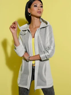 Veste légère à capuche avec poches et motif patchwork