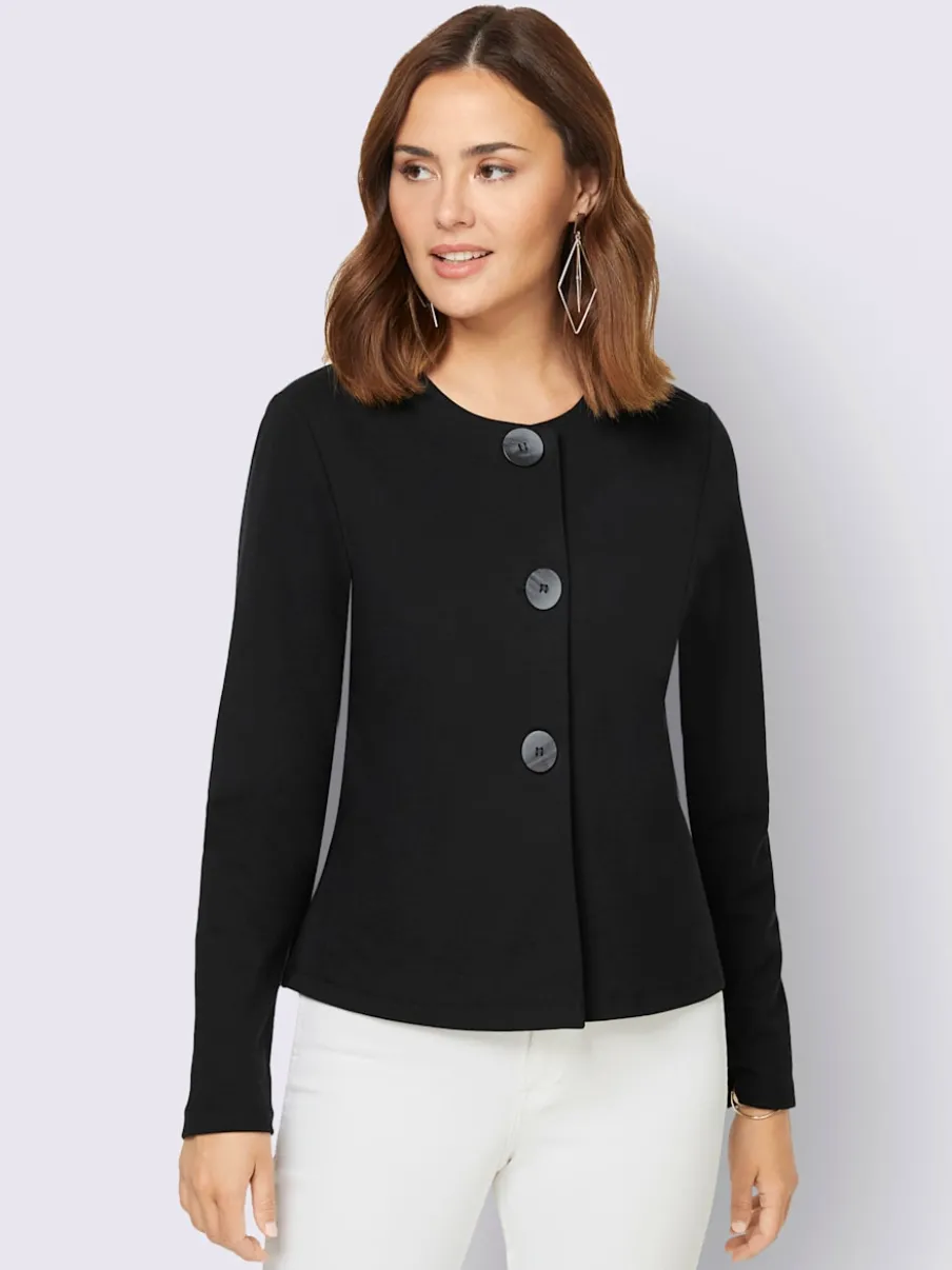 Veste légère classique à boutons décoratifs en jersey extensible
