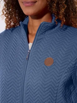 Veste légère à col montant avec motif jacquard et glissière