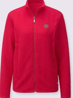Veste légère à col montant avec motif jacquard et glissière