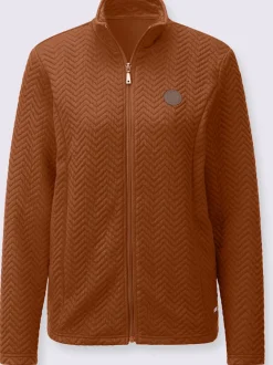 Veste légère à col montant avec motif jacquard et glissière