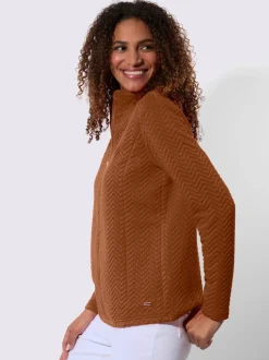 Veste légère à col montant avec motif jacquard et glissière