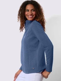 Veste légère à col montant avec motif jacquard et glissière
