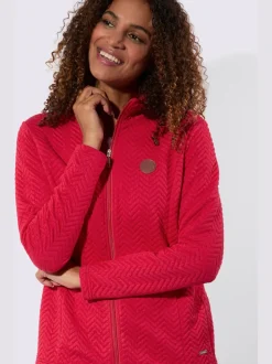 Veste légère à col montant avec motif jacquard et glissière