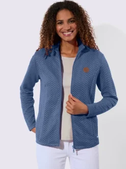 Veste légère à col montant avec motif jacquard et glissière