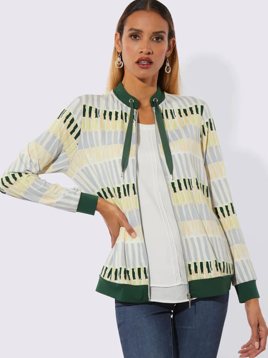 Veste légère à col montant et imprimé graphique