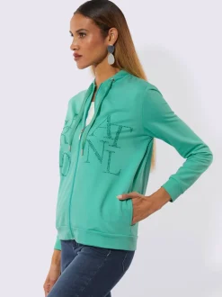 Veste légère à col montant et zip avec motifs en pierres brillantes