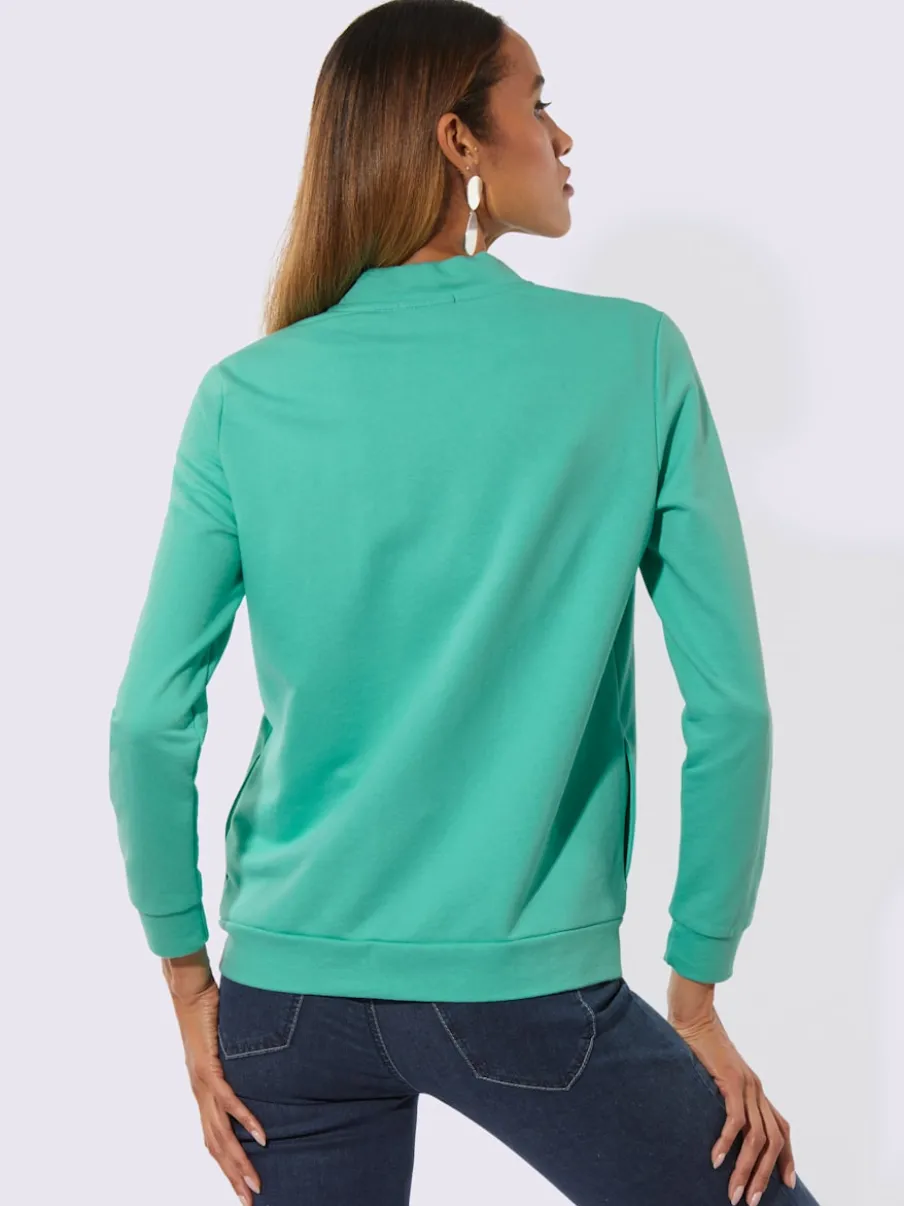 Veste légère à col montant et zip avec motifs en pierres brillantes