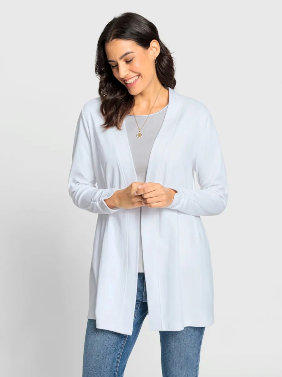 Veste légère à col ouvert avec manches longues et fronces