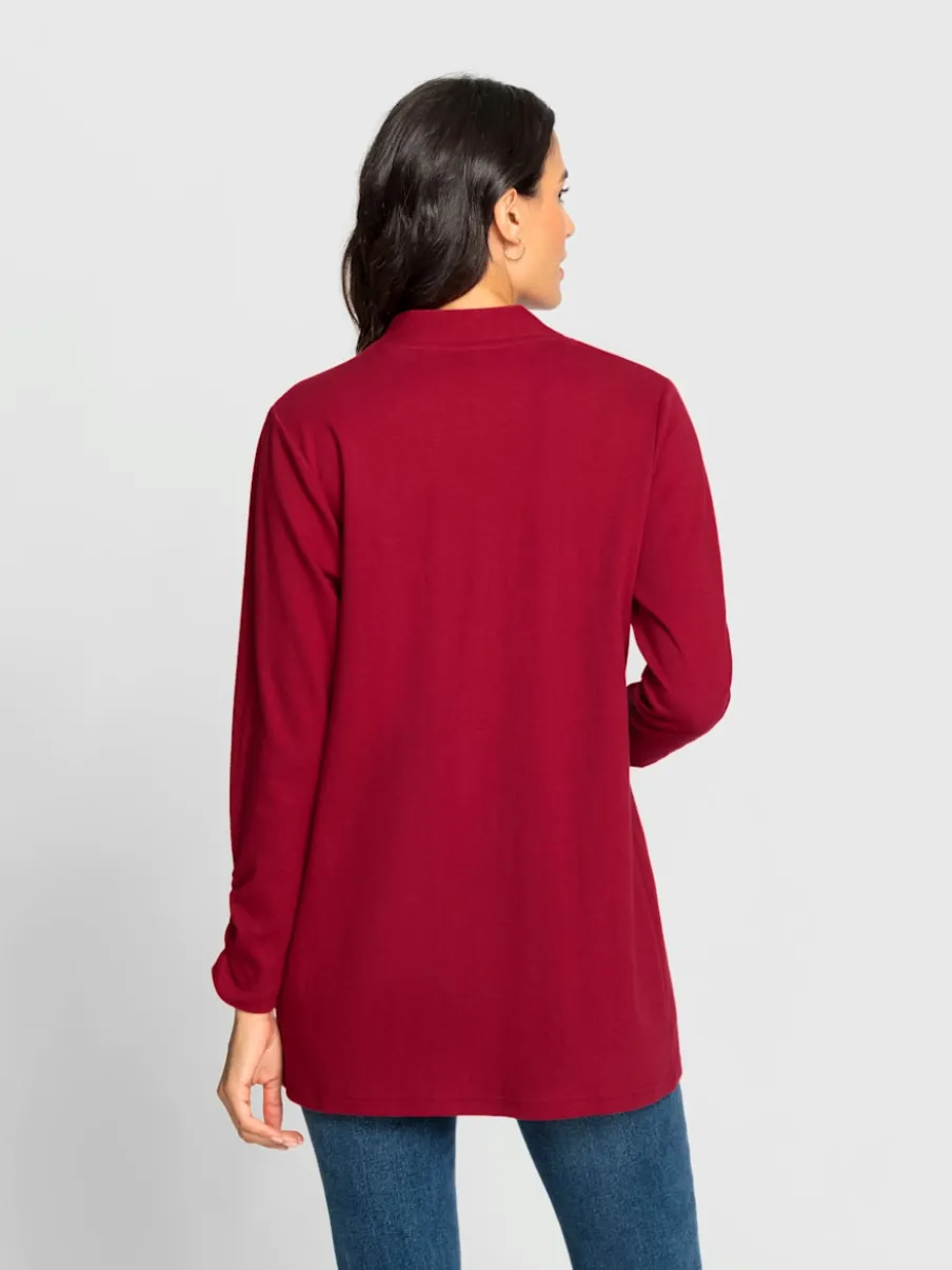 Veste légère à col ouvert avec manches longues et fronces