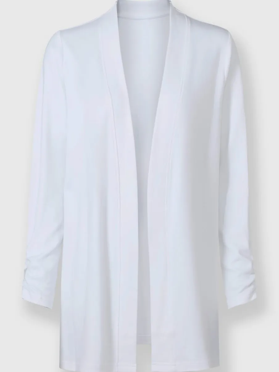 Veste légère à col ouvert avec manches longues et fronces
