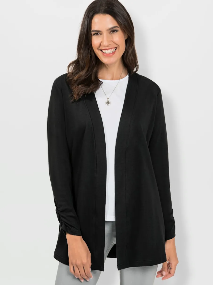 Veste légère à col ouvert avec manches longues et fronces
