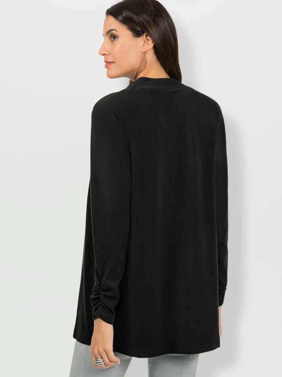Veste légère à col ouvert avec manches longues et fronces