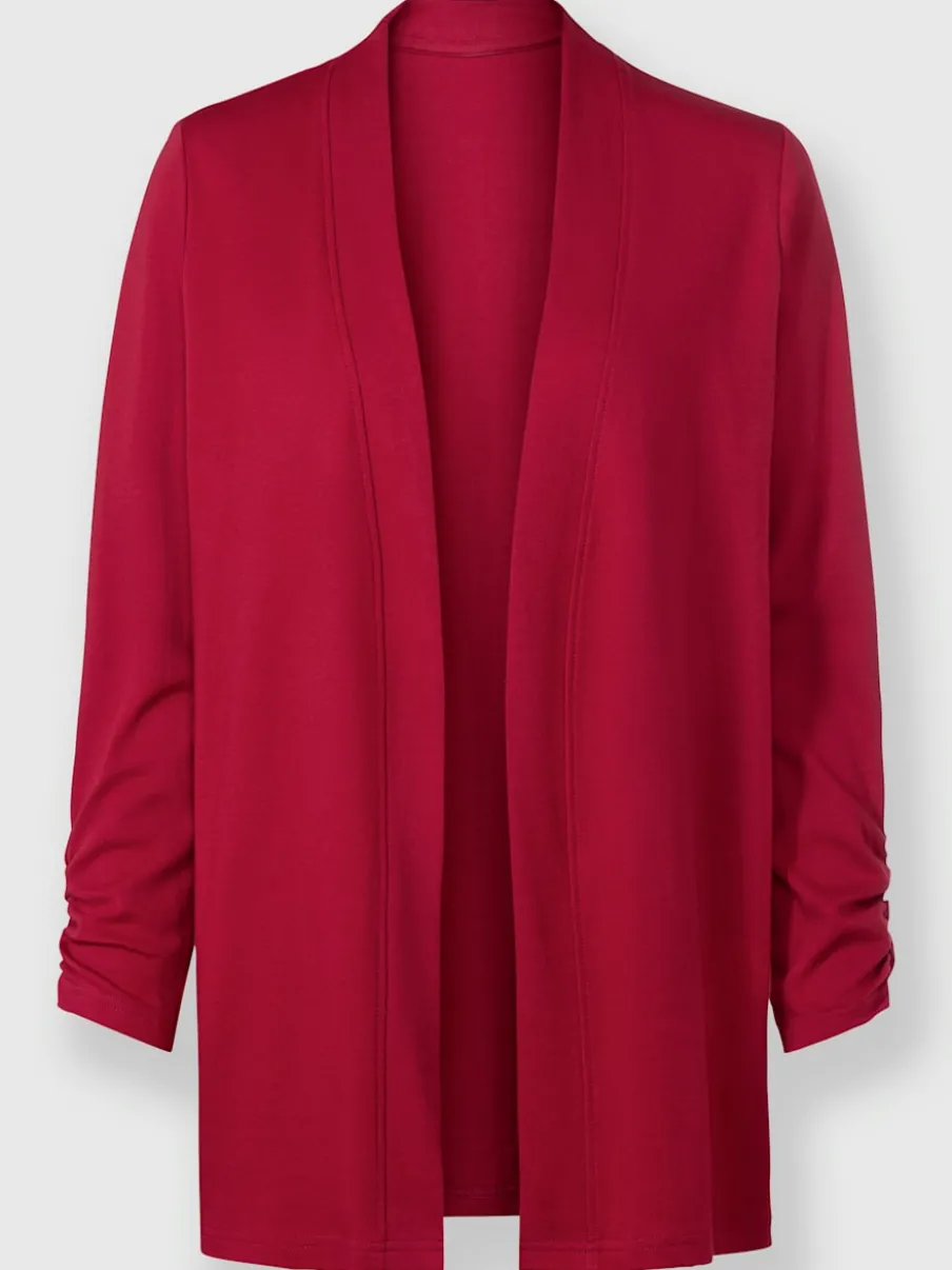 Veste légère à col ouvert avec manches longues et fronces