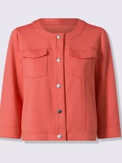 Veste légère à encolure ronde avec manches 3/4 et poches