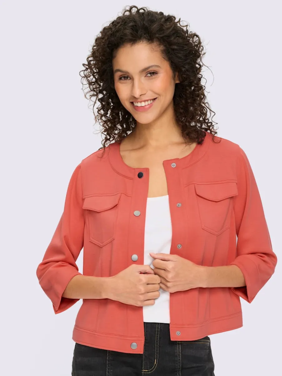 Veste légère à encolure ronde avec manches 3/4 et poches