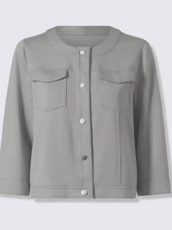Veste légère à encolure ronde avec manches 3/4 et poches