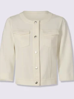 Veste légère à encolure ronde avec manches 3/4 et poches