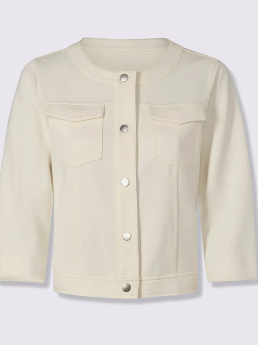 Veste légère à encolure ronde avec manches 3/4 et poches
