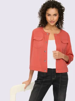 Veste légère à encolure ronde avec manches 3/4 et poches