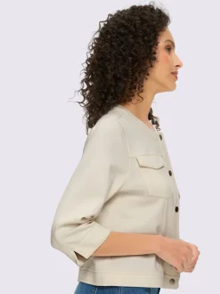 Veste légère à encolure ronde avec manches 3/4 et poches