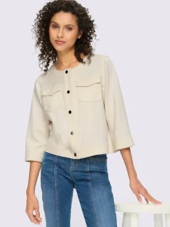 Veste légère à encolure ronde avec manches 3/4 et poches