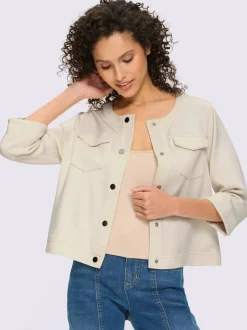 Veste légère à encolure ronde avec manches 3/4 et poches