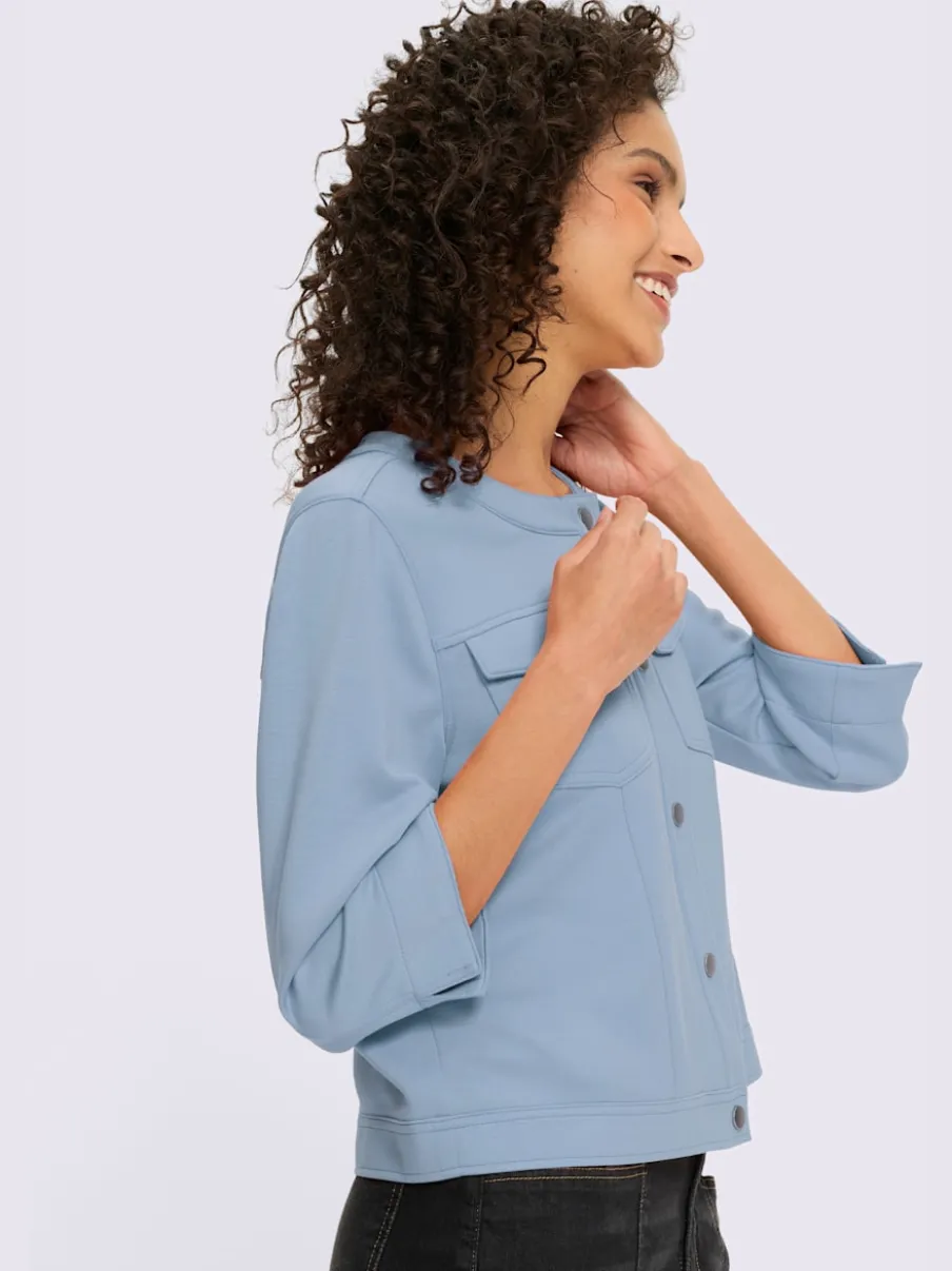 Veste légère à encolure ronde avec manches 3/4 et poches