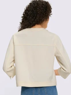 Veste légère à encolure ronde avec manches 3/4 et poches