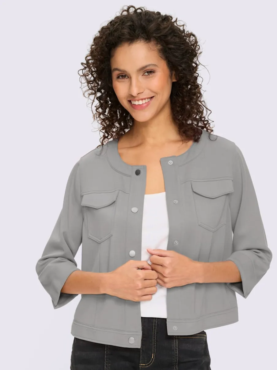 Veste légère à encolure ronde avec manches 3/4 et poches