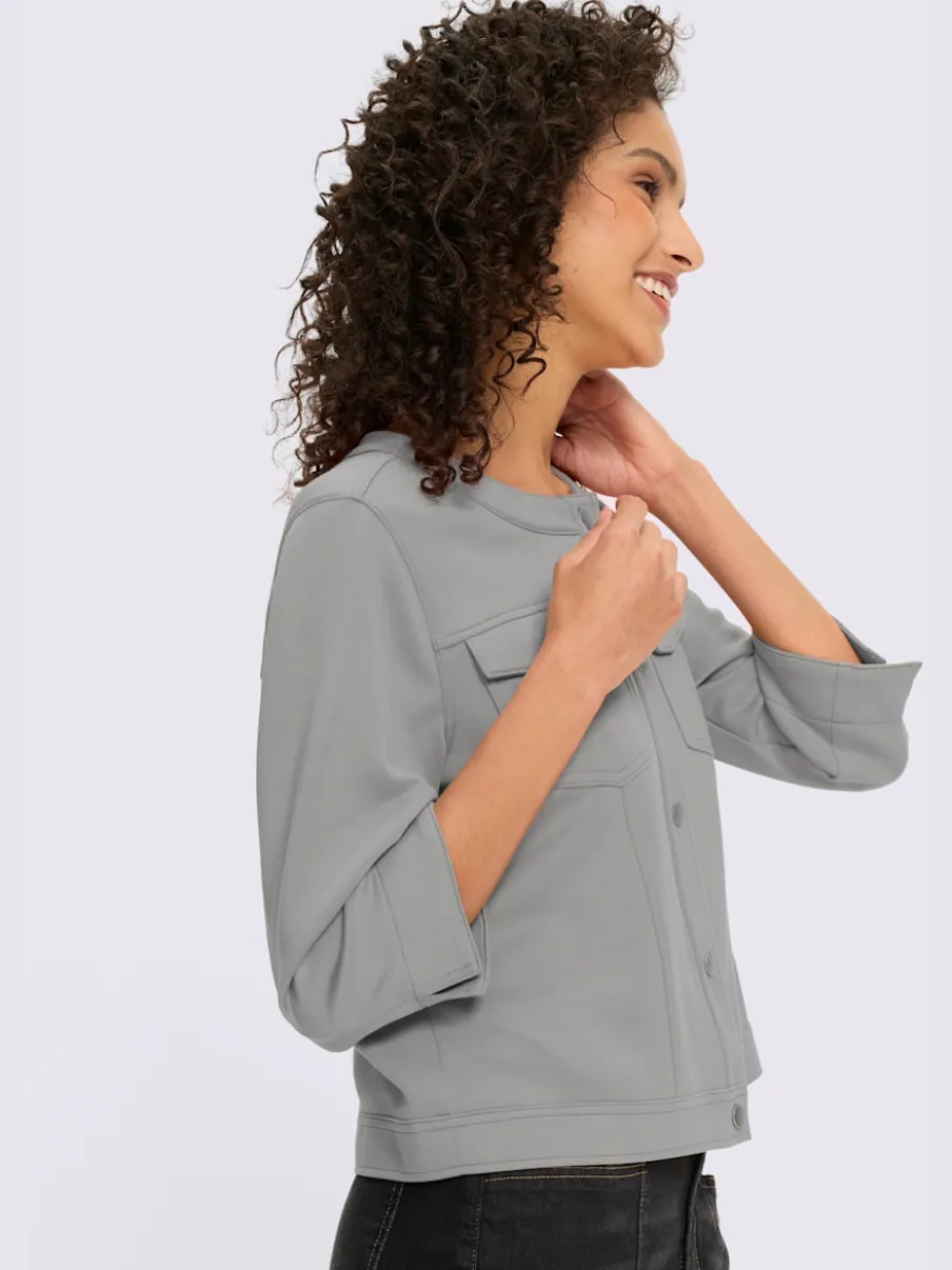 Veste légère à encolure ronde avec manches 3/4 et poches