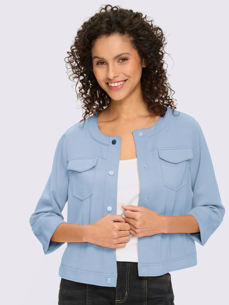 Veste légère à encolure ronde avec manches 3/4 et poches