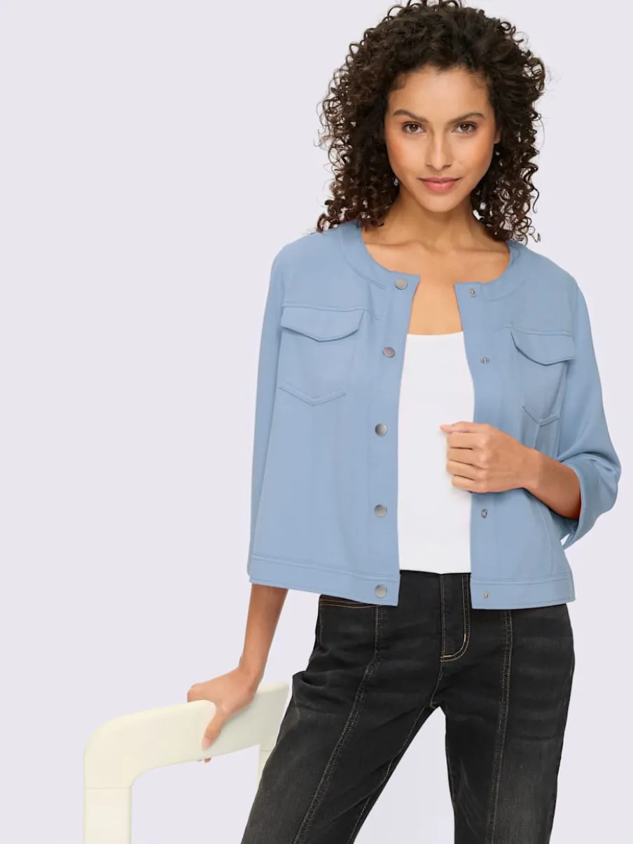 Veste légère à encolure ronde avec manches 3/4 et poches