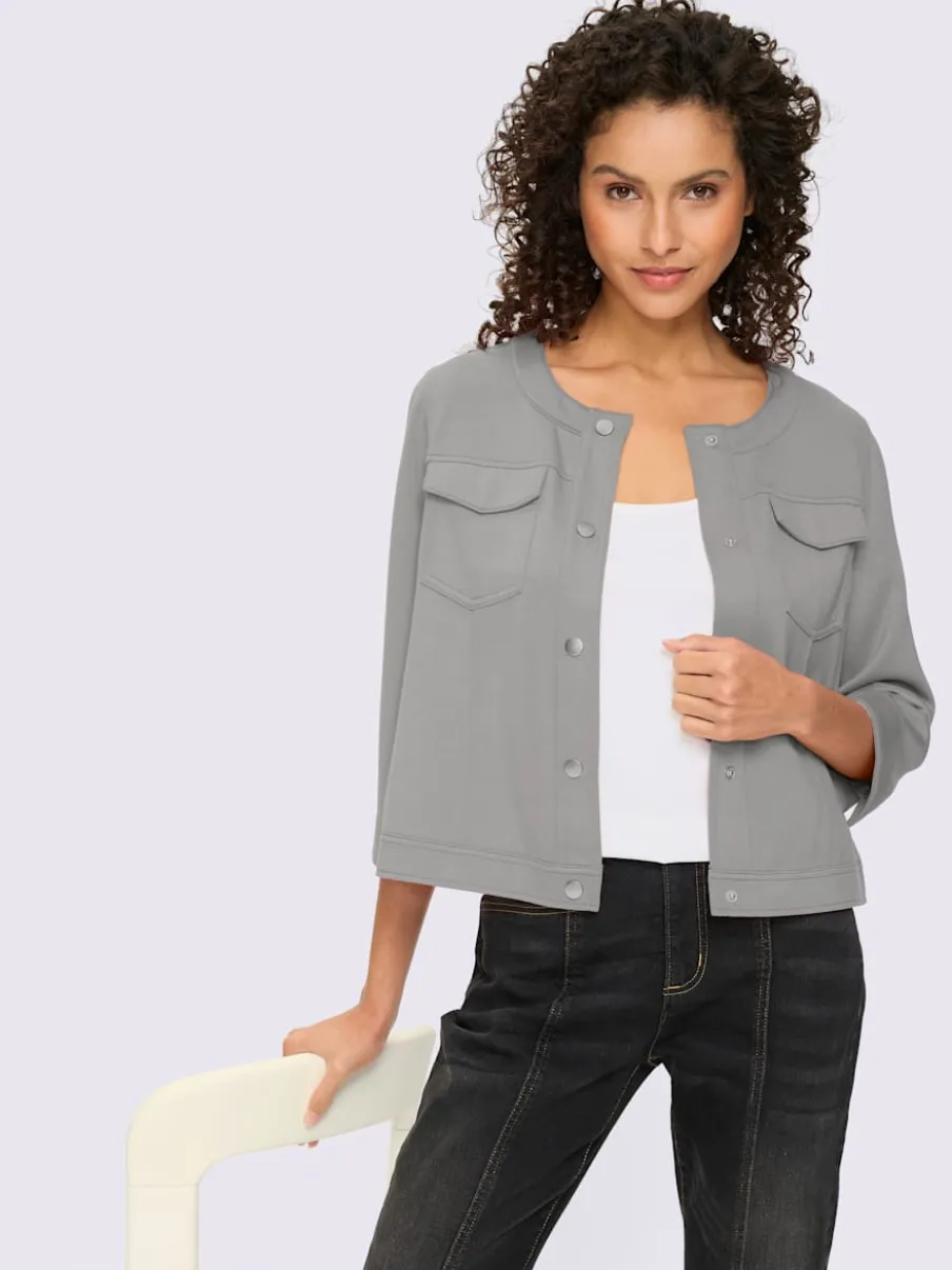 Veste légère à encolure ronde avec manches 3/4 et poches