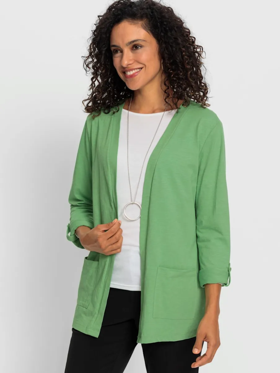 Veste légère en coton avec manches longues transformables et poches plaquées