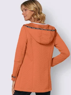 Veste légère longue avec capuche et poches zippées