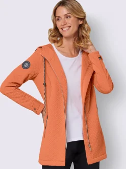 Veste légère longue avec capuche et poches zippées