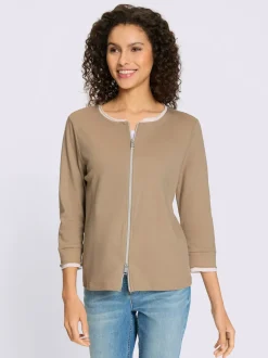 Veste légère manches trois quarts avec bordures contrastées