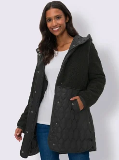 Veste longue avec capuche et manches longues ajustables