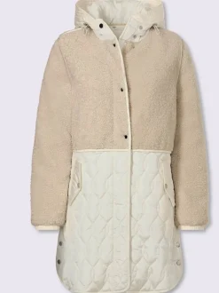 Veste longue avec capuche et manches longues ajustables